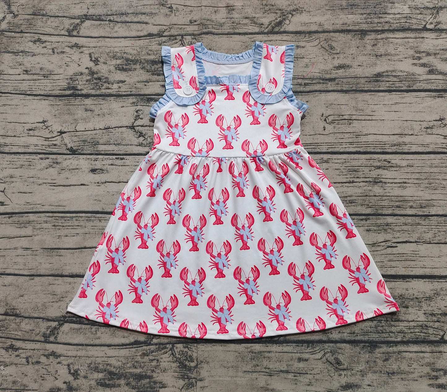 GSD1955  Baby Girls Crawfish Bows Straps Knee Length Dresses  D 3.27