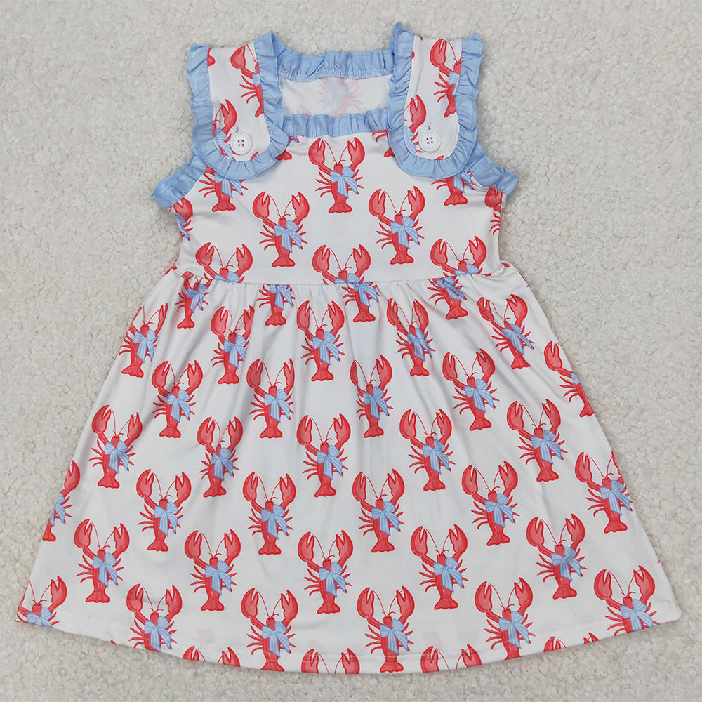 GSD1955  Baby Girls Crawfish Bows Straps Knee Length Dresses  D 3.27