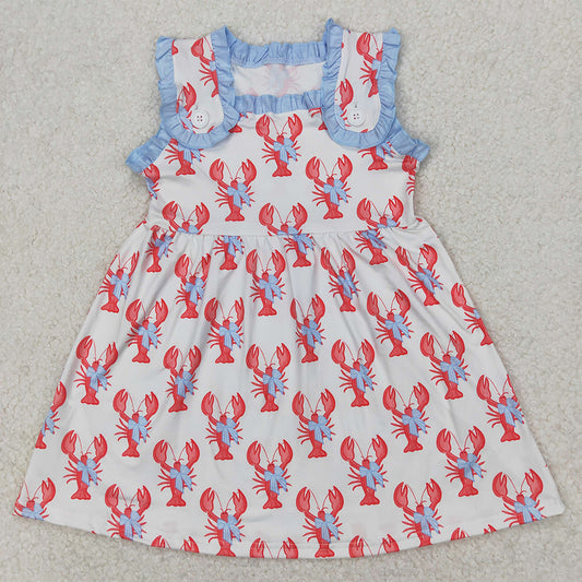 GSD1955  Baby Girls Crawfish Bows Straps Knee Length Dresses  D 3.27