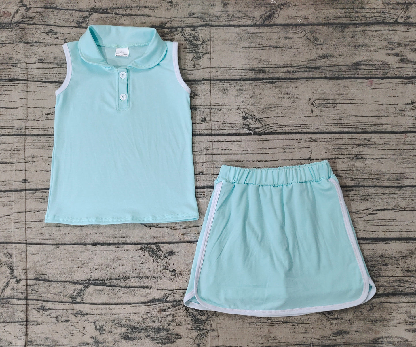 GSD1973  Baby Girls Green Aqua Pullover Top Sports Shorts Clothes Sets  D 3.10