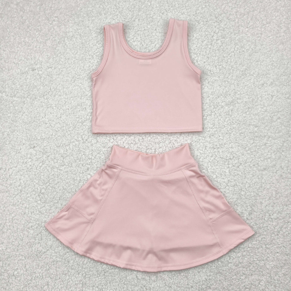 GSD1977  Baby Girls Pink Vest Top Sports Skorts Clothes Sets   D 4.24