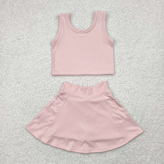 GSD1977  Baby Girls Pink Vest Top Sports Skorts Clothes Sets   D 4.24