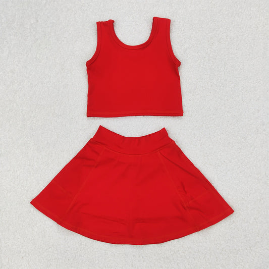 GSD1979 Baby Girls Red Vest Top Sports Skirts Clothes Yoga Sets D 3.31