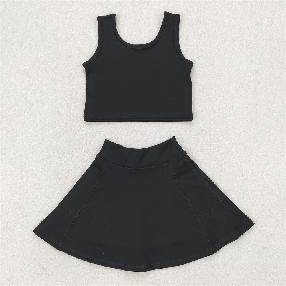 GSD1982  Baby Girls Black Vest Top Sports Skorts Clothes Sets  D 3.31