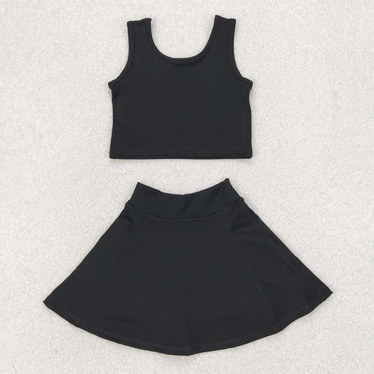 GSD1982  Baby Girls Black Vest Top Sports Skorts Clothes Sets  D 3.31