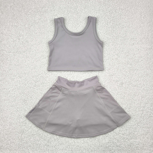 GSD1983  Baby Girls Grey Vest Top Sports Skorts Clothes Sets  D 4.19
