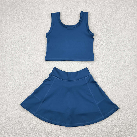 GSD1986 Baby Girls Dark Blue Vest Top Sports Skorts Clothes Sets   D 4.22