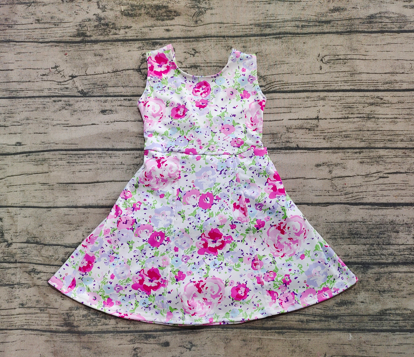 GSD1991 Baby Girls Pink Flowers Sleeveless Athletic Dresses  D 3.27