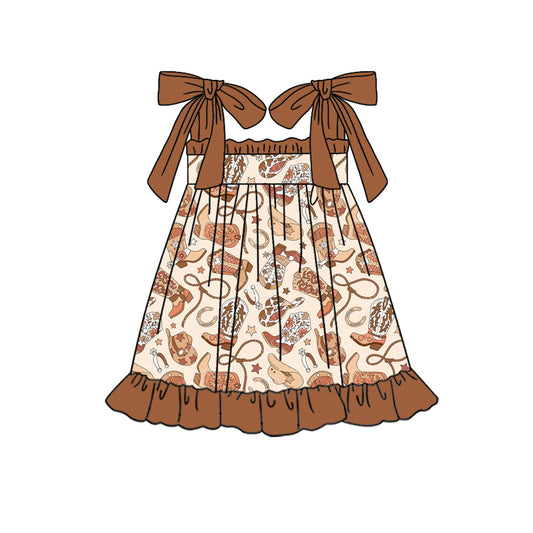 presale GSD2002 Baby Girls Western Boots Straps Knee Length Dresses D 2.11