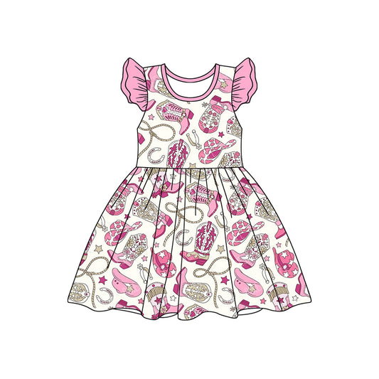 presale GSD2003 Baby Girls Western Boots Straps Knee Length Dresses D 2.11