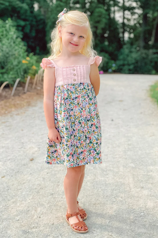 presale GSD2019 Baby Girls Pink Straps Flowers Knee Length Dresses D 2.13