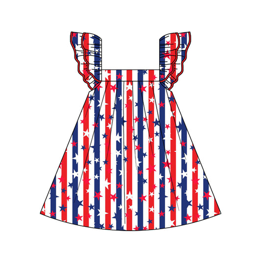 presale GSD2031 Baby Girls 4th Of July Stars Stripes Knee Length Dresses 2025 2.15
