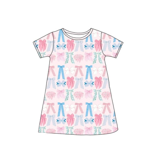 presale GSD2035 Baby Girls Pink Colorful Bows Knee Length Dresses 2025 2.17
