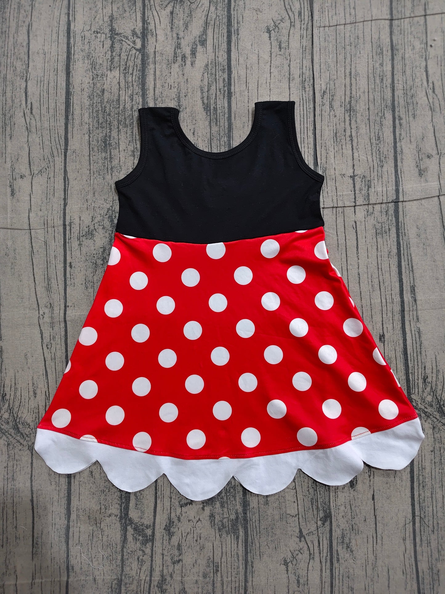 Pre order black red polk dots scallop dress