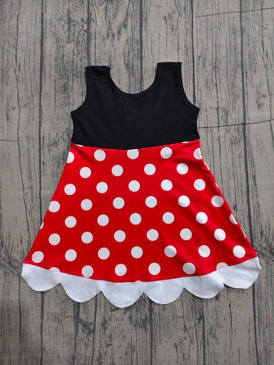 Pre order black red polk dots scallop dress