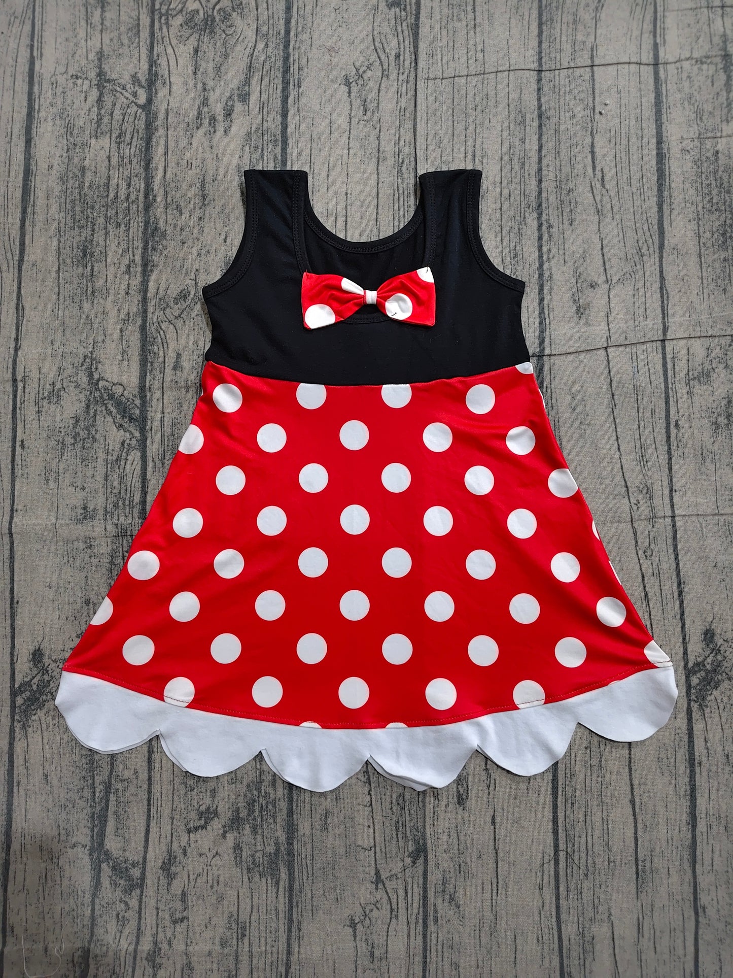 Pre order black red polk dots scallop dress