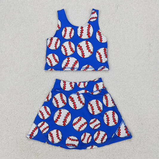 GSD2040 Baby Girls Blue Baseball Vest Top Sports Skorts Clothes Sets  D 4.1
