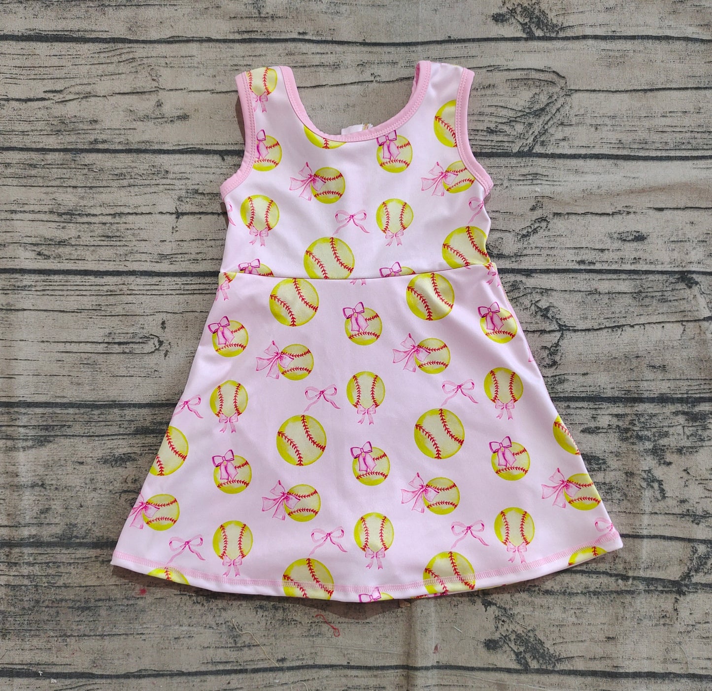 GSD2048 Baby Girls Softball Bow Athletic Active Wear Knee Length Dresses   D 4.12