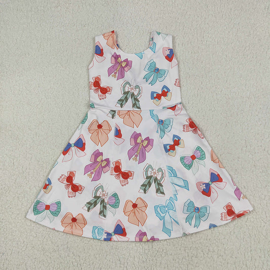 GSD2049  Baby Girls Colorful Hero Bows Athletic Active Wear Knee Length Dresses   D 6.4