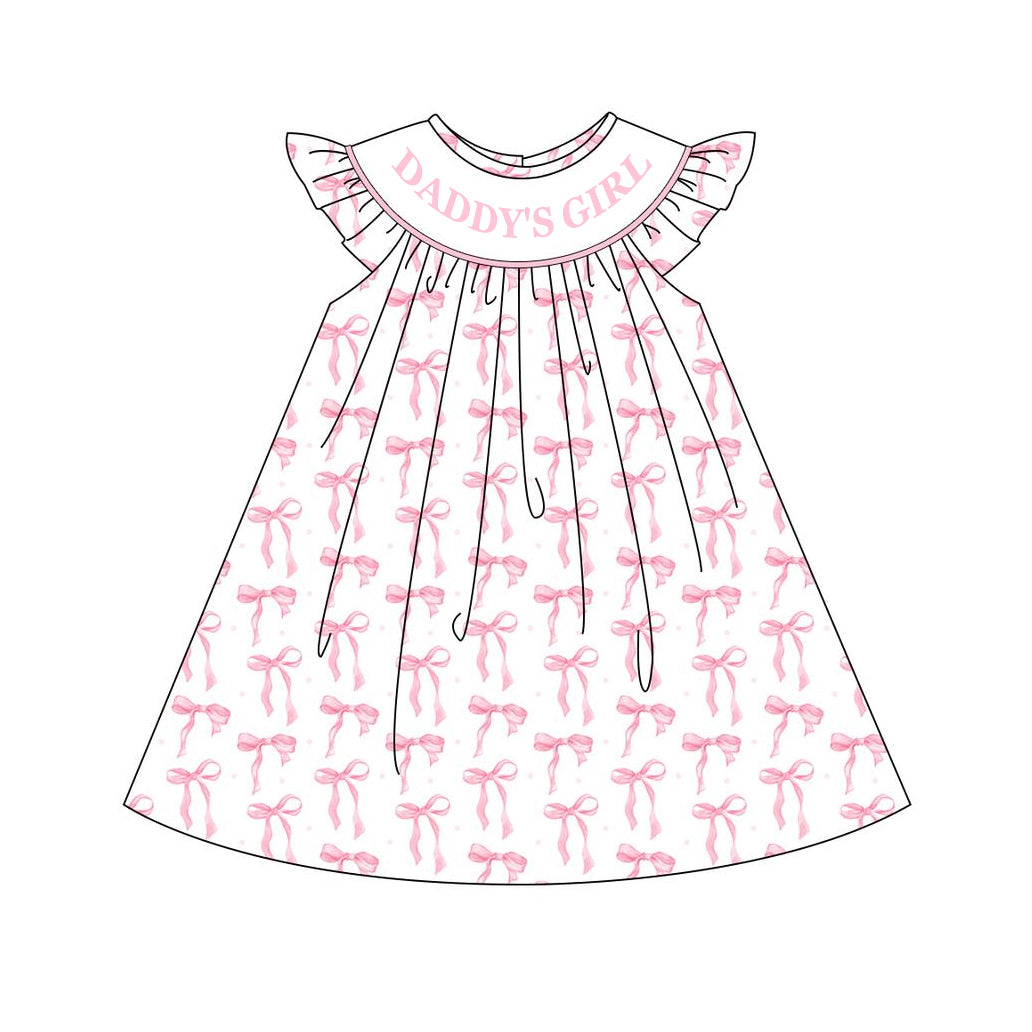 GSD2054  Baby Girls Daddy's Girl Bows Flutter Sleeve Knee Length Dresses  D 3.31