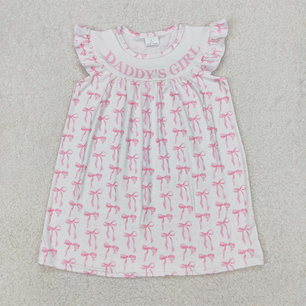 GSD2054  Baby Girls Daddy's Girl Bows Flutter Sleeve Knee Length Dresses  D 3.31