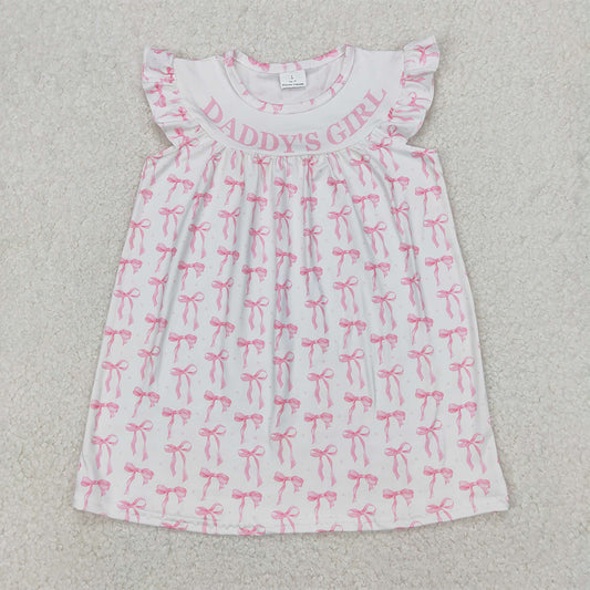 GSD2054 Baby Girls Daddy's Girl Bows Flutter Sleeve Knee Length Dresses D 3.31