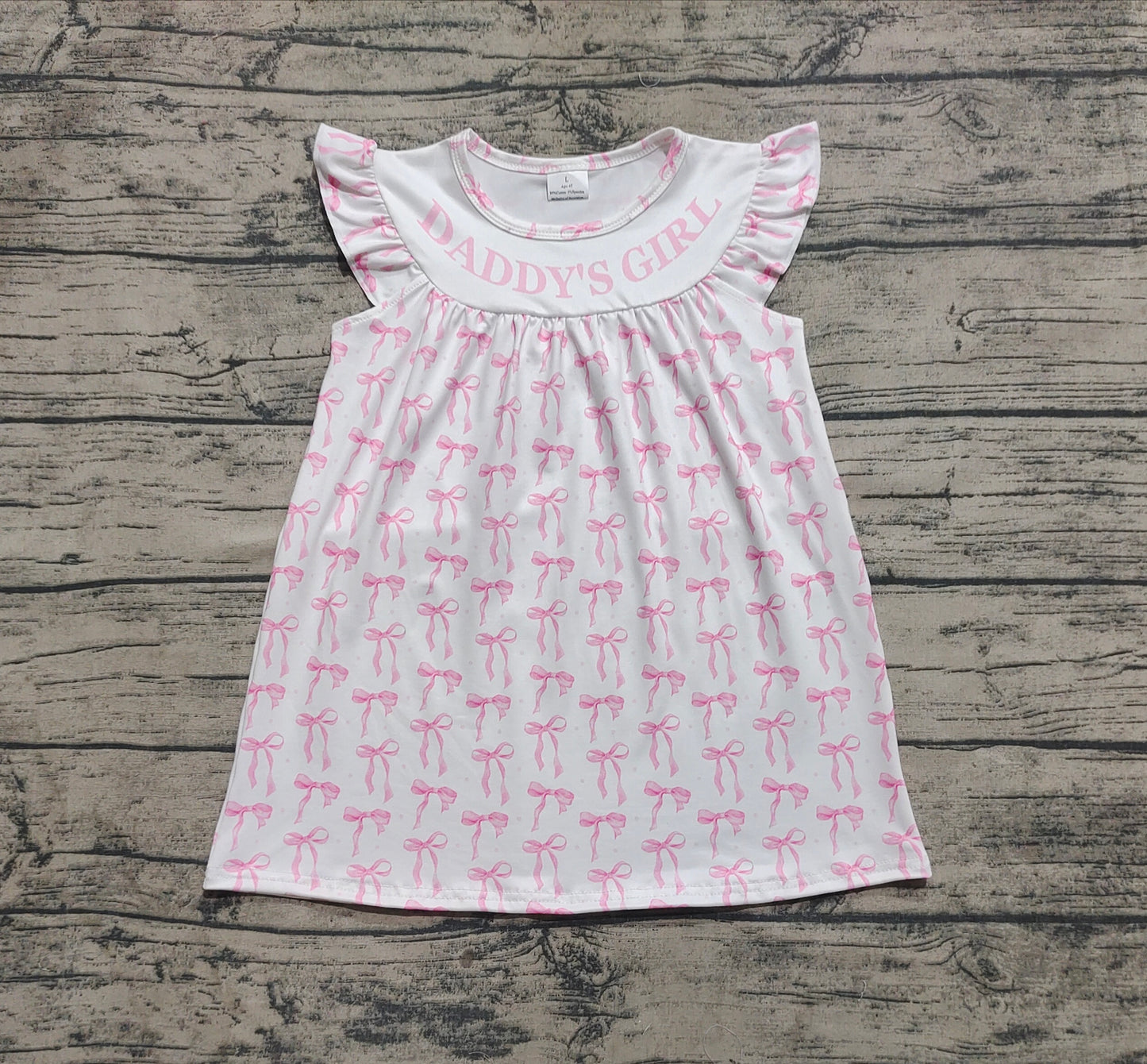 GSD2054  Baby Girls Daddy's Girl Bows Flutter Sleeve Knee Length Dresses  D 3.31