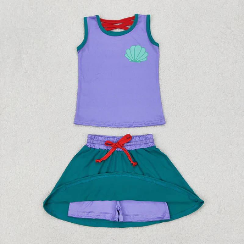 Match 7 Colors Baby Girls Shirt Skorts Skirts Outfits D 4.9