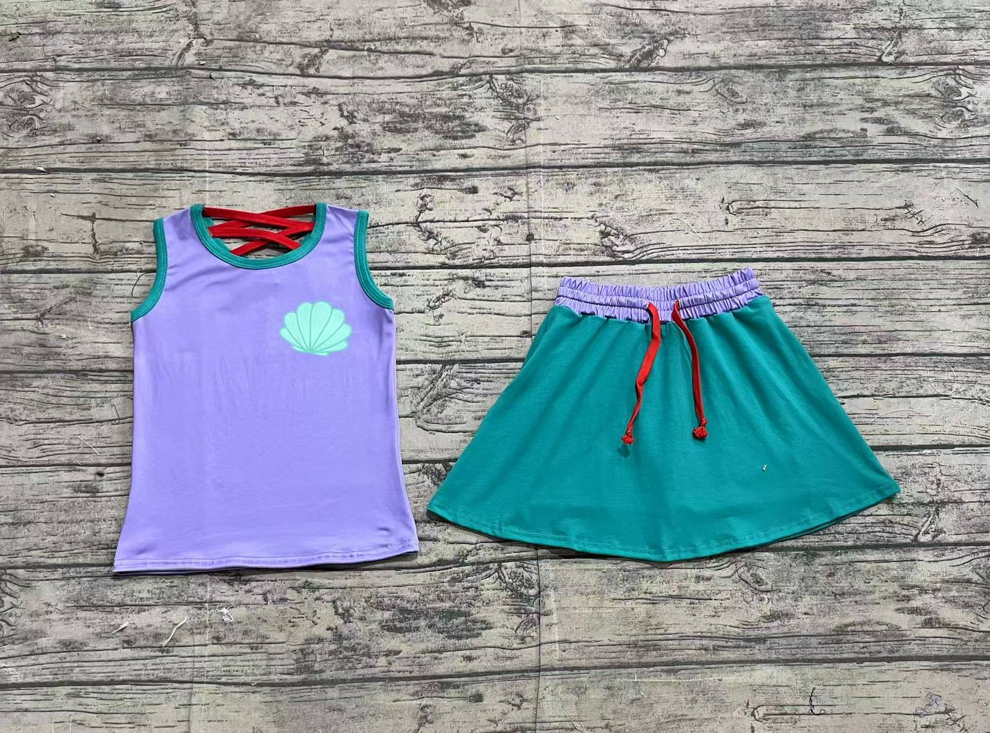 GSD2064 Baby Girls Mermaid Lavender Shirt Skirt Clothes Sets D 3.19