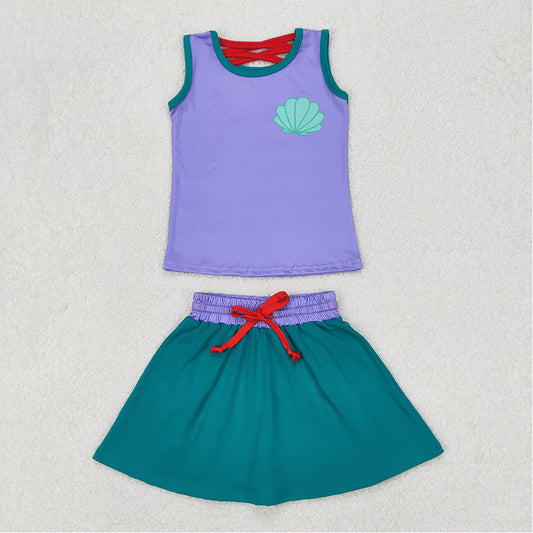 GSD2064 Baby Girls Mermaid Lavender Princess Shirt Skirt Clothes Sets D 3.19