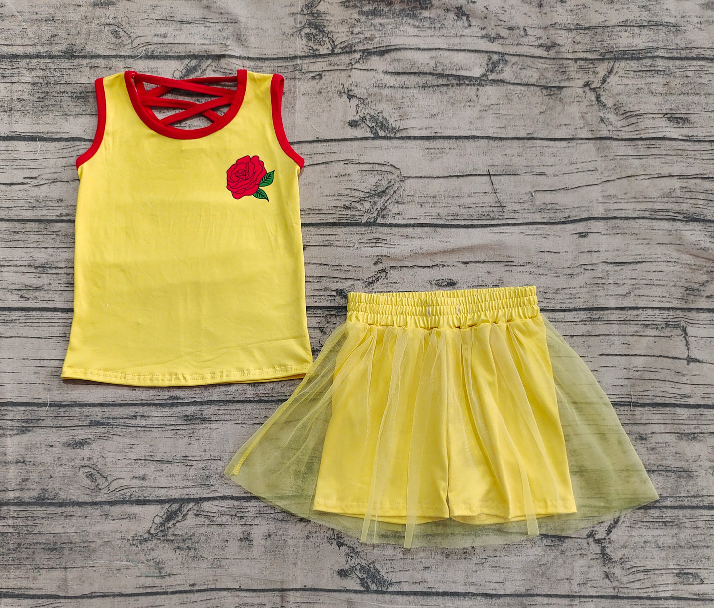 GSD2070 Baby Girls Rose Flowers Princess Shirt Skirt Clothes Sets  D 5.8