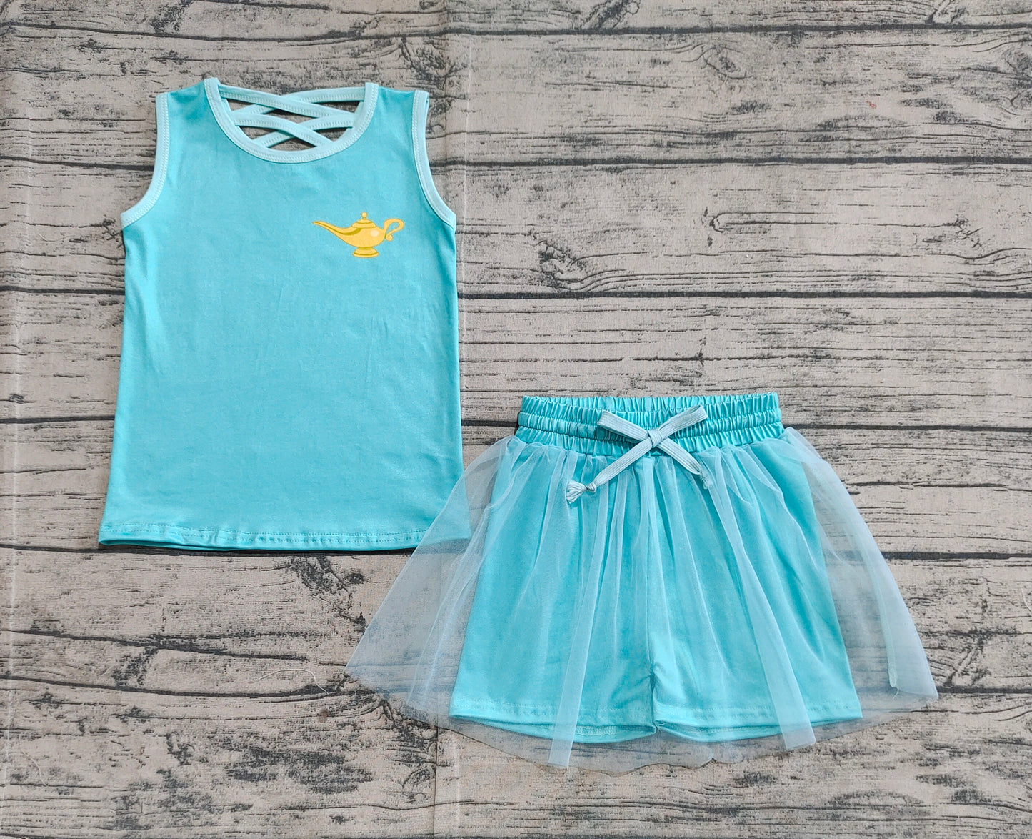 GSD2076 Baby Girls Light Blue Shirt Skirt Clothes Sets   D 4.9