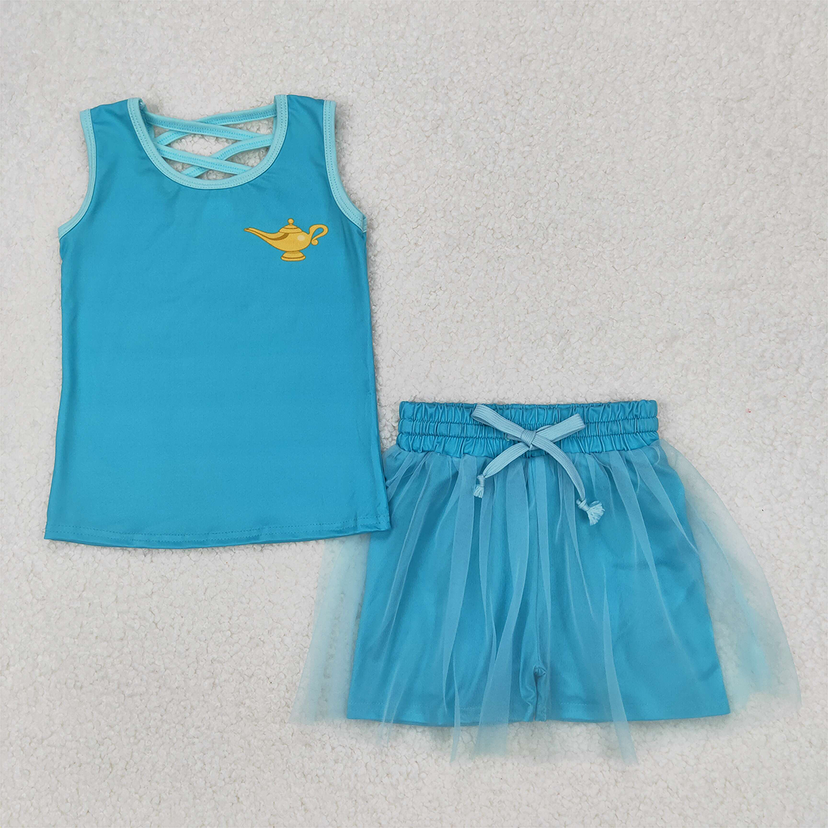 GSD2076 Baby Girls Light Blue Shirt Skirt Clothes Sets   D 4.9