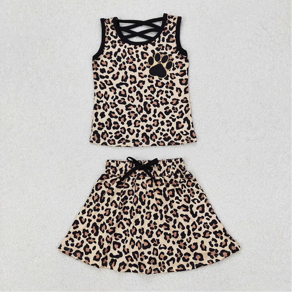 GSD2077  Baby Girls Brown Leopard Shirt Skirt Clothes Sets  D 3.19