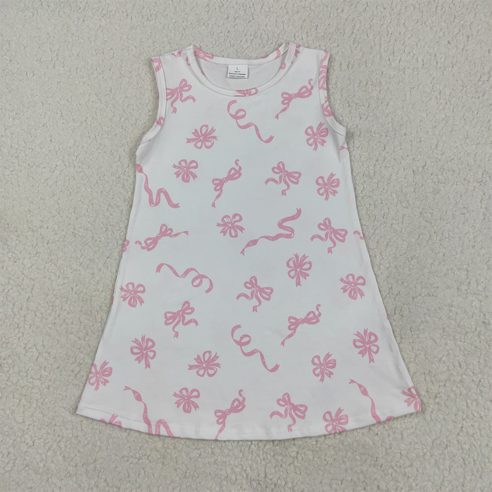 GSD2083  Baby Girls Pink Bows Sleeveless Knee Length Dresses   D 4.21