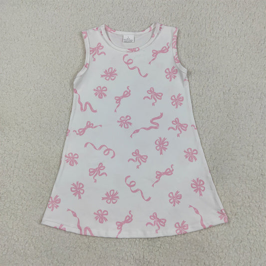 GSD2083  Baby Girls Pink Bows Sleeveless Knee Length Dresses   D 4.21
