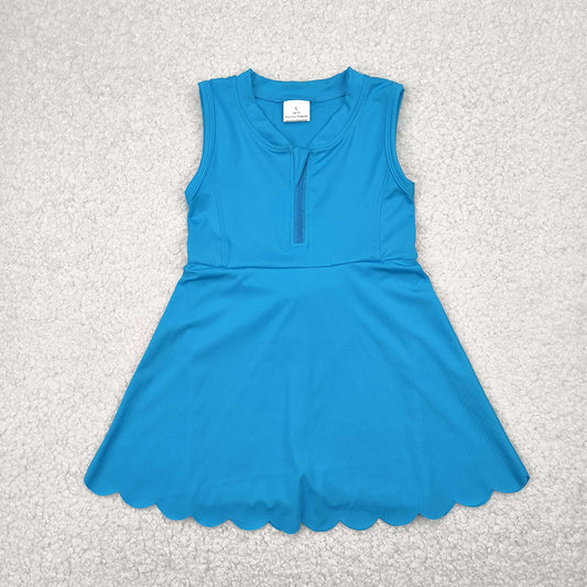 GSD2090 Baby Girls Blue Yoga Zip Active Wear Skort Knee Length Dresses D 4.11