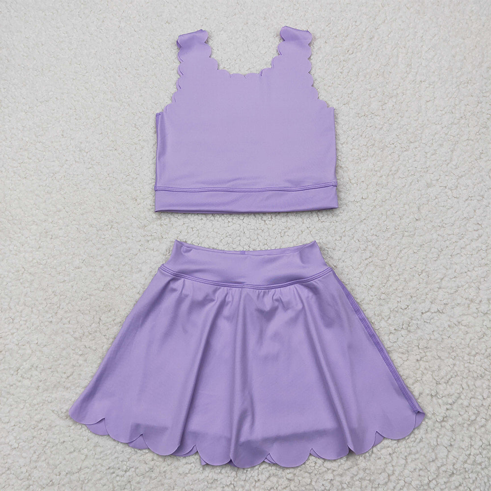 GSD2095  Baby Girls Lavender Yoga Vest Skirt Active Wear Clothes Sets D 5.28