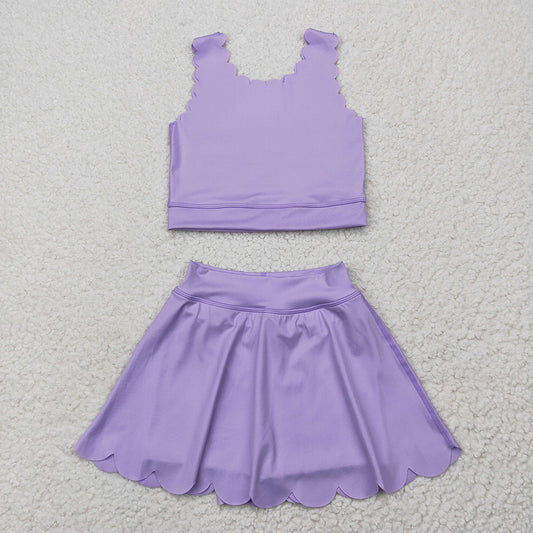 GSD2095  Baby Girls Lavender Yoga Vest Skirt Active Wear Clothes Sets D 5.28