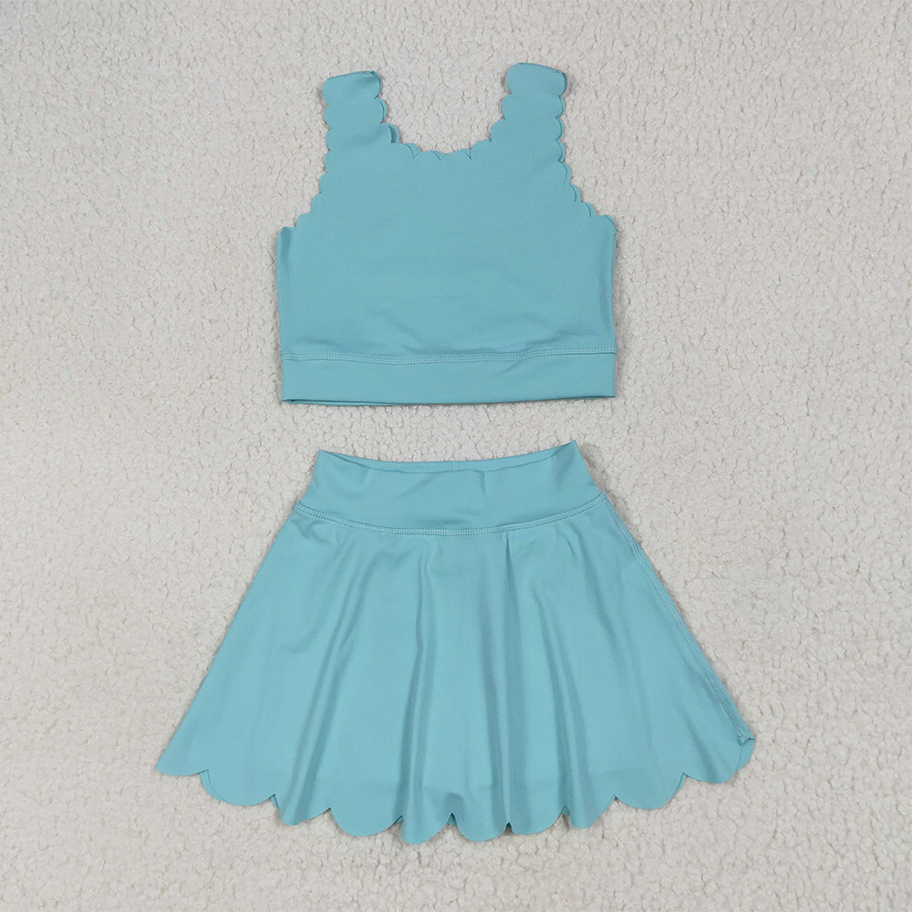 GSD2096 Baby Girls Aqua Yoga Vest Skirt Active Wear Clothes Sets  D 6.17