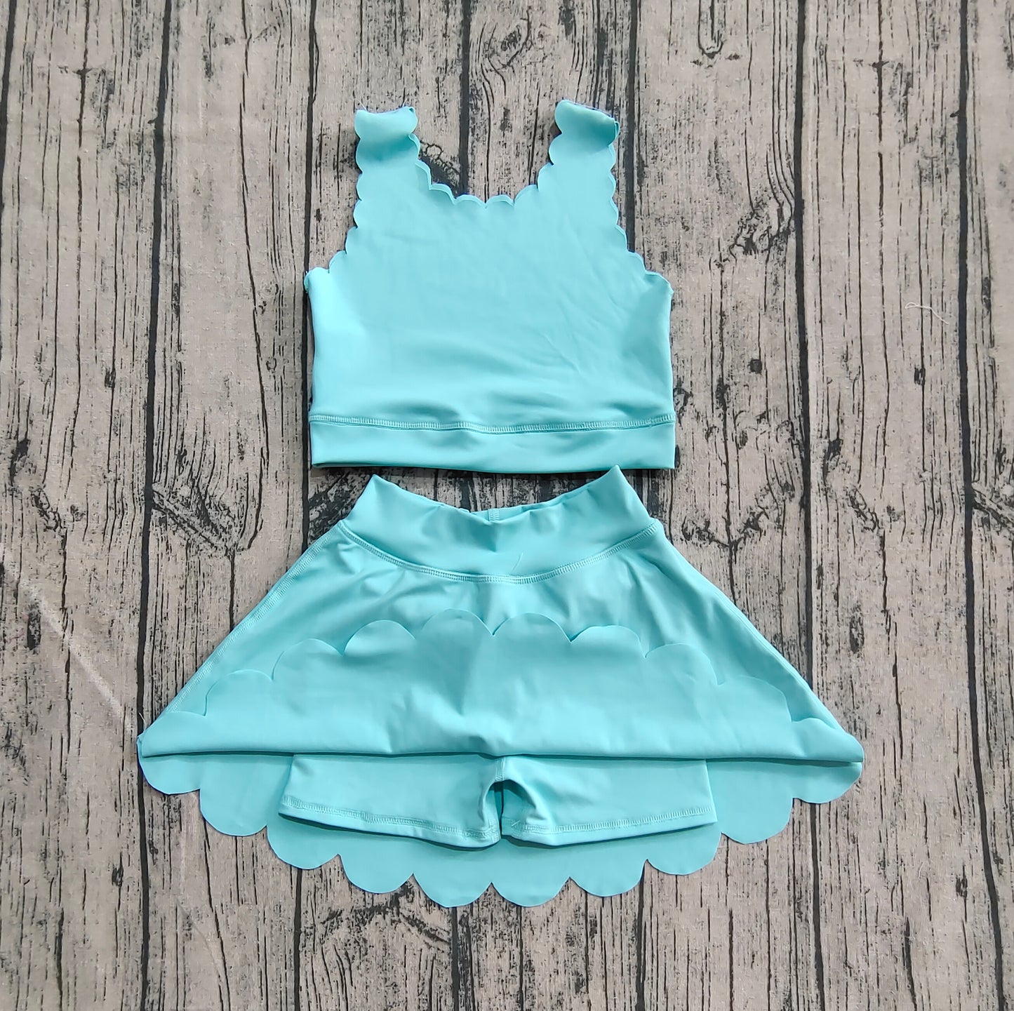 GSD2096 Baby Girls Aqua Yoga Vest Skirt Active Wear Clothes Sets  D 6.17