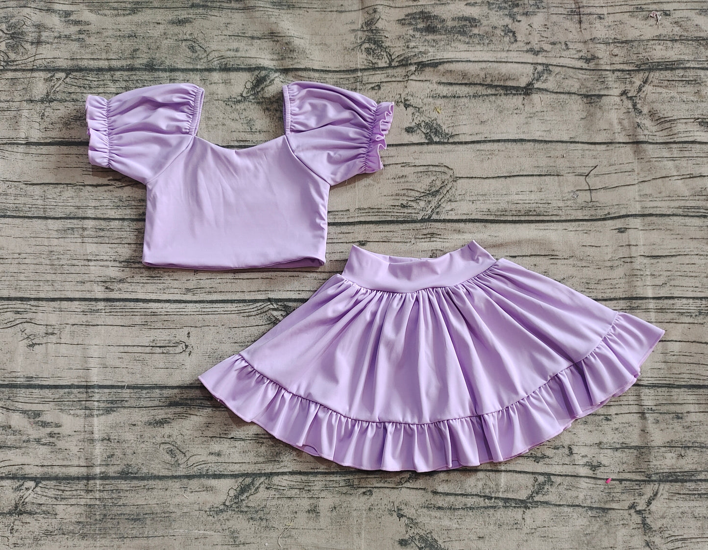 GSD2099 Baby Girls Lavender Yoga Shirt Skirt Active Wear Clothes Sets   D 4.8