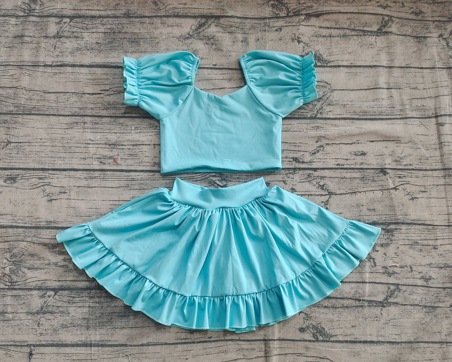 GSD2101 Baby Girls Aqua Yoga Shirt Skirt Active Wear Clothes Sets D 5.22