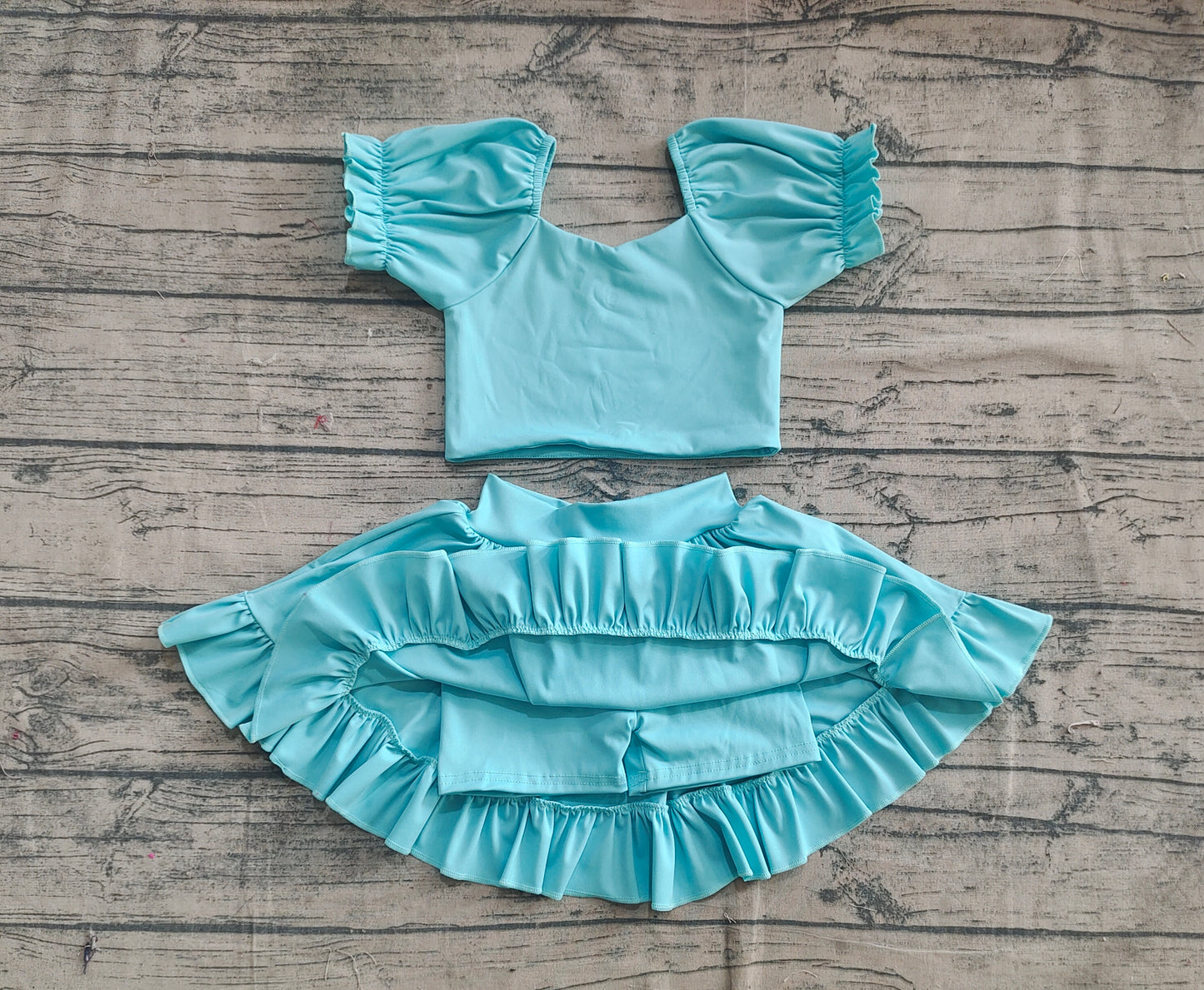 GSD2101 Baby Girls Aqua Yoga Shirt Skirt Active Wear Clothes Sets D 5.22