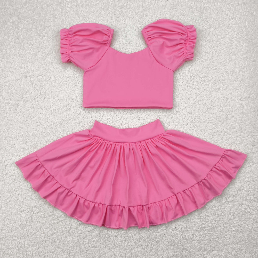 GSD2102 Baby Girls Pink Yoga Shirt Skirt Active Wear Clothes Sets D 4.9