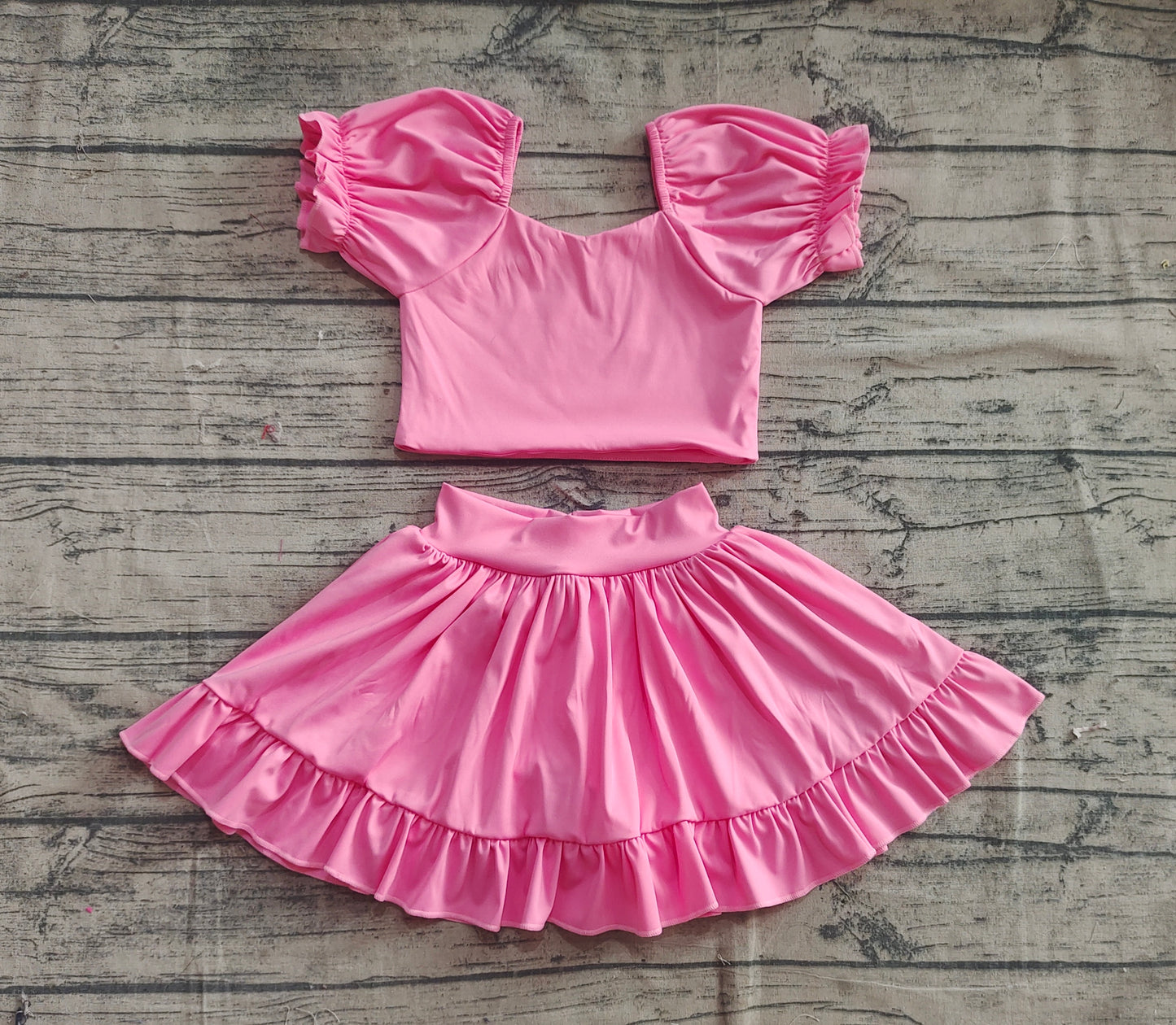 GSD2102 Baby Girls Pink Yoga Shirt Skirt Active Wear Clothes Sets D 4.9