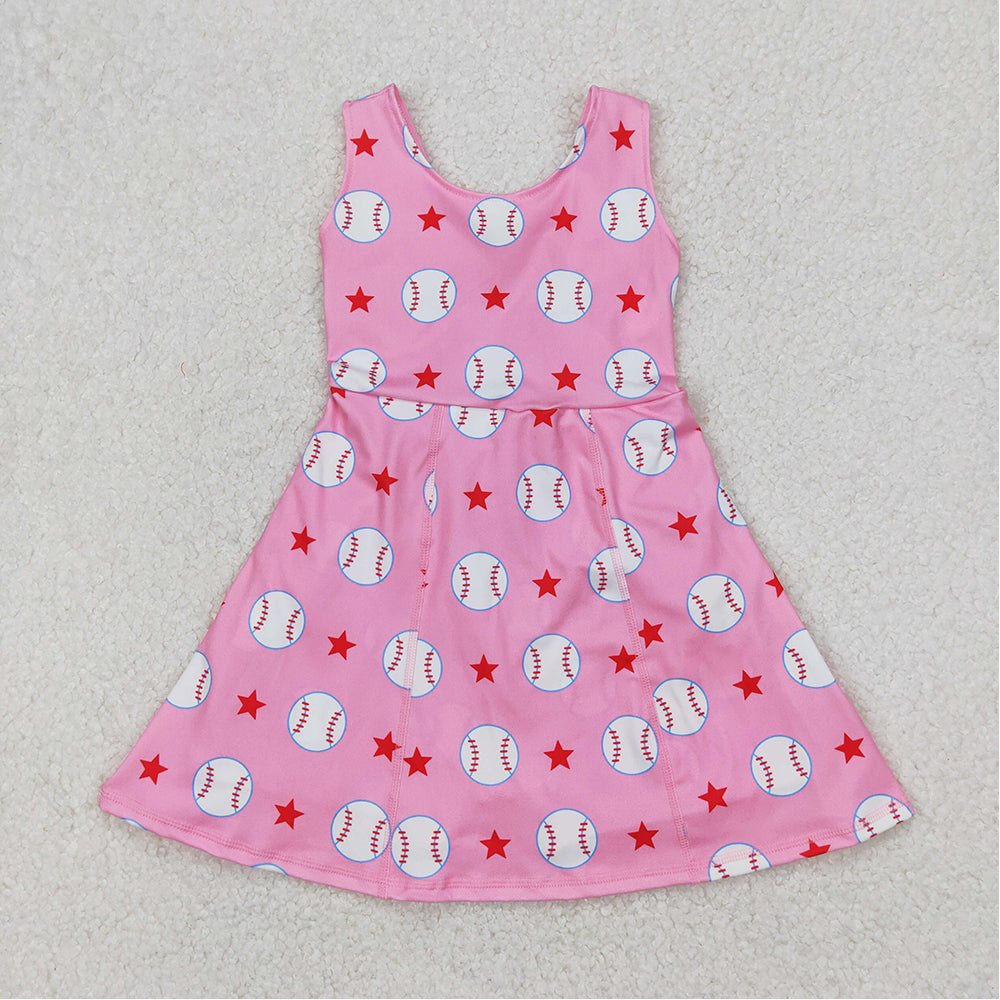 GSD2135  Baby Girls Baseball Stars Yoga Active Wear Skort Knee Length Dresses D 3.21
