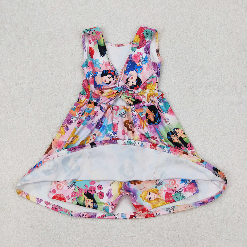 GSD2136  Baby Girls Princess Flowers Yoga Active Wear Skort Knee Length Dresses D 3.21