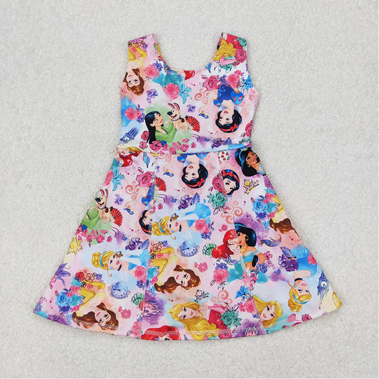 GSD2136 Baby Girls Princess Flowers Yoga Active Wear Skort Knee Length Dresses D 3.21