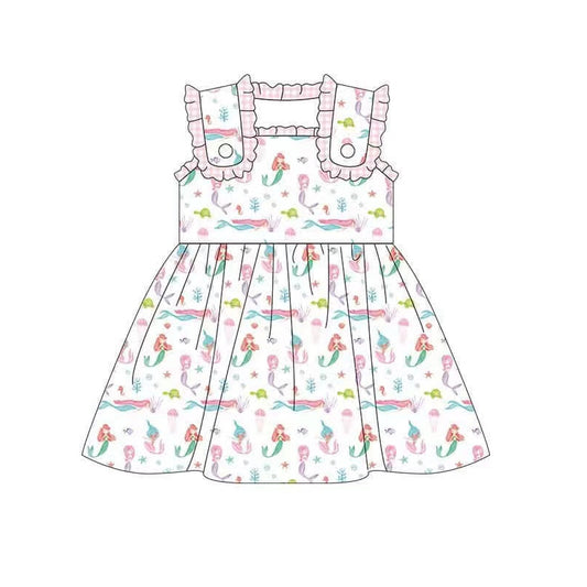 presale GSD2142 Baby Girls Mermaid Straps Sleeveless Knee Length Dresses D 3.5